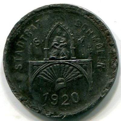 Монета Шмольн 10 пфеннигов 1920 год. Нотгельд