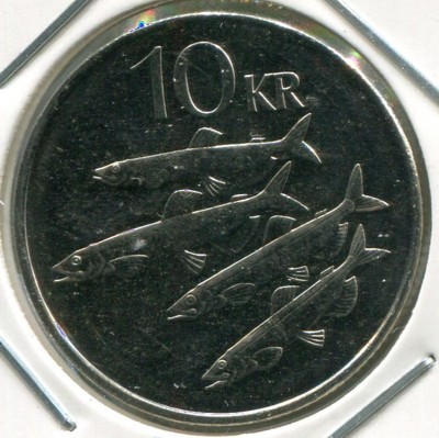 Монета Исландия 10 крон 2008 год.