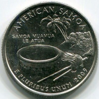 Монета США 25 центов 2009 год. Американское Самоа. P