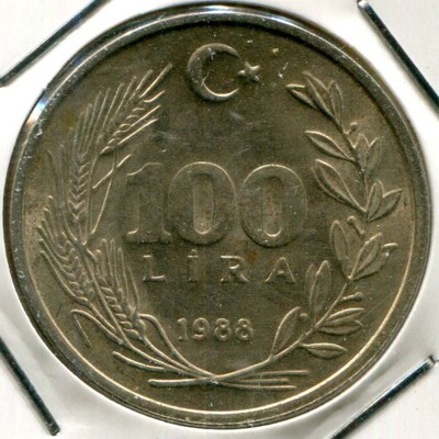 Монета Турция 100 лир 1988 год.