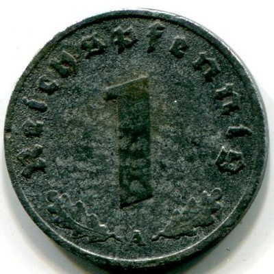 Монета Германия 1 пфенниг 1943 год. A