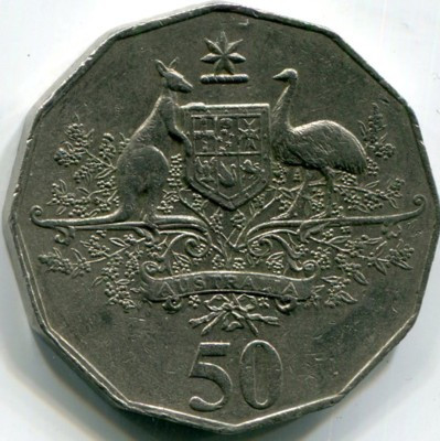 Монета Австралия 50 центов 2001 год.