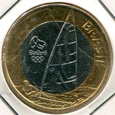 Монета Бразилия 1 реал 2015 г. Парусный спорт.