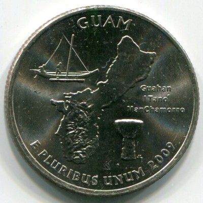 Монета США 25 центов 2009 год. Гуам. P