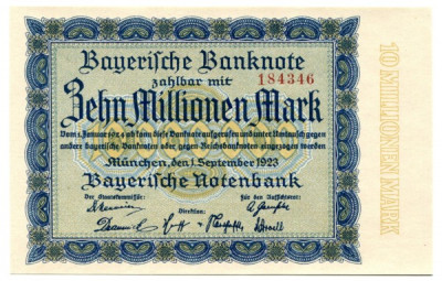 Банкнота Мюнхен 10 000 000 марок 1923 год. Нотгельд